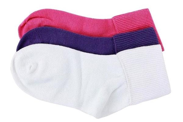  Stride Rite Toddler/Little/Big Girl's 3-Pairs Comfort Seam Turncuff Socks 