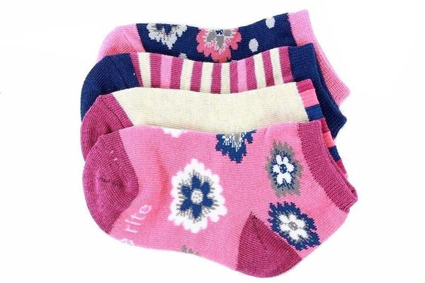  Stride Rite Toddler/Little/Big Girl's 4-Pairs Soft Knit Floral Assorted Socks 