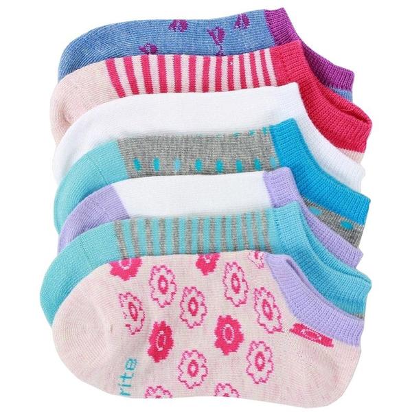  Stride Rite Toddler/Little/Big Girl's 7-Pairs Neon & Health Pattern Ankle Socks 