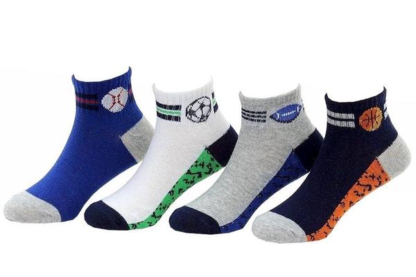  Stride Rite Toddler/Little Boy's 4-Pairs Digi Sport Devon Pattern Quarter Socks 