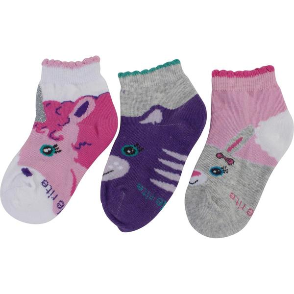  Stride Rite Toddler/Little Girl's 3-Pack Animal Faces Crew Socks 