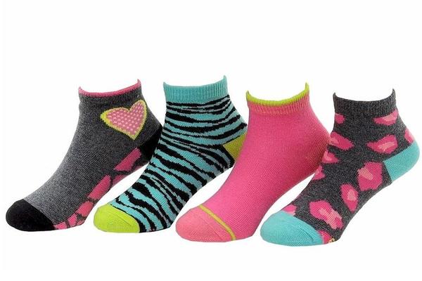  Stride Rite Toddler/Little Girl's 4-Pairs Frances Fierce Pattern Quarter Socks 