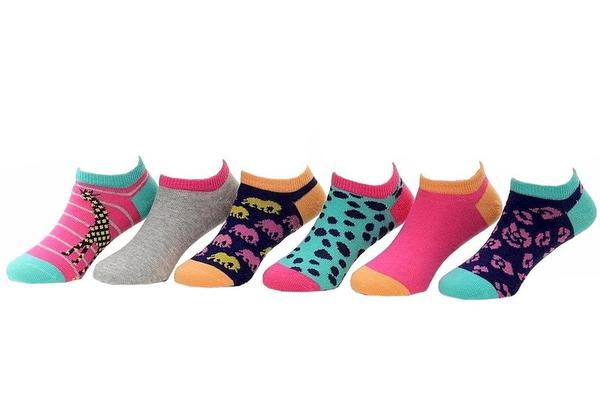  Stride Rite Toddler/Little Girl's 6-Pairs Animals Comfort Seam No Show Socks 