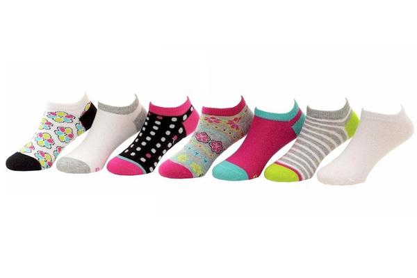  Stride Rite Toddler/Little Girl's 7-Pairs Brennae Pattern No Show Socks 