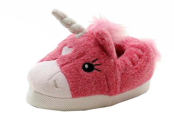  Stride Rite Toddler/Little Girl's Plush Unicorn Light Up Slippers Shoes 