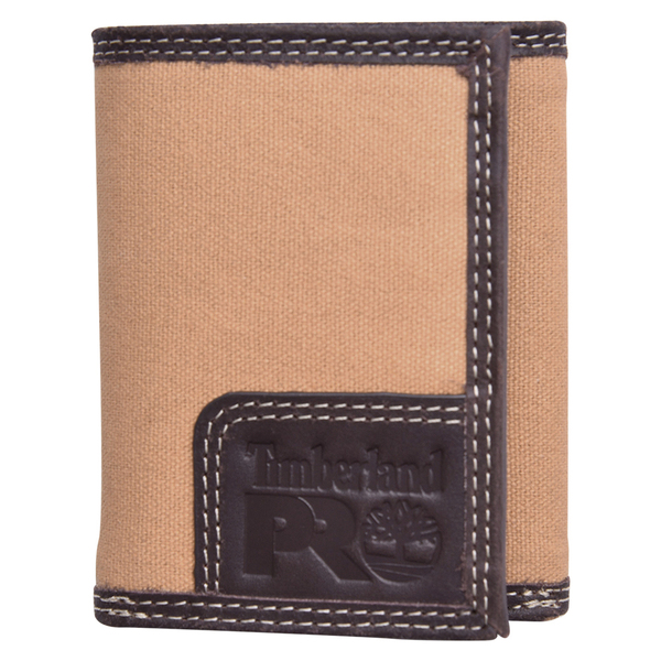 Timberland Men's Pro Whitney Wallet Tri-Fold Canvas & Genuine Leather