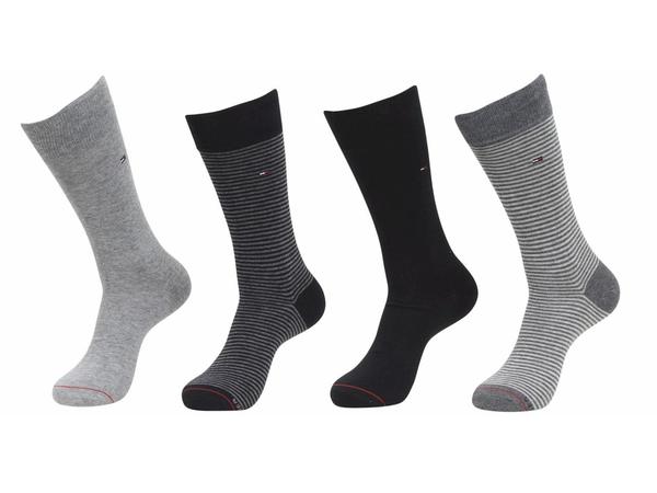  Tommy Hilfiger Men's 4-Pairs Fine Bar Stripe Crew Socks 