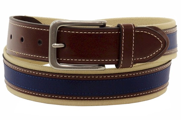  Tommy Hilfiger Men's Canvas/Leather Ribbon Belt 