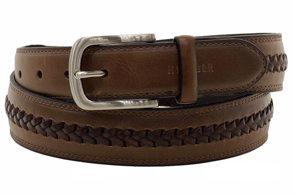  Tommy Hilfiger Men's Double Stitch Genuine Leather Belt 