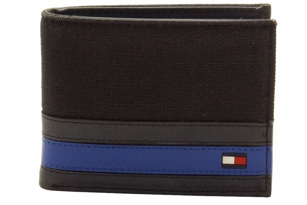  Tommy Hilfiger Men's Passcase Billford Canvas/Leather Bi-Fold Wallet 