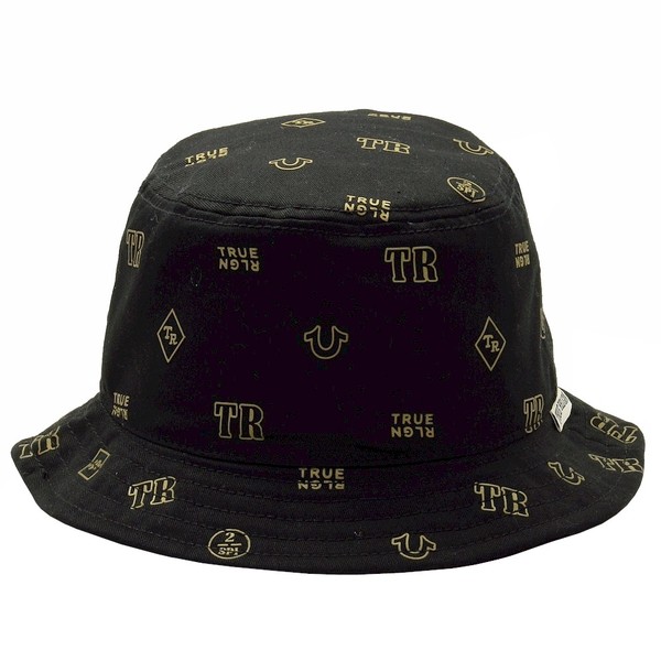  True Religion Men's Cotton Logo Pattern Bucket Hat 