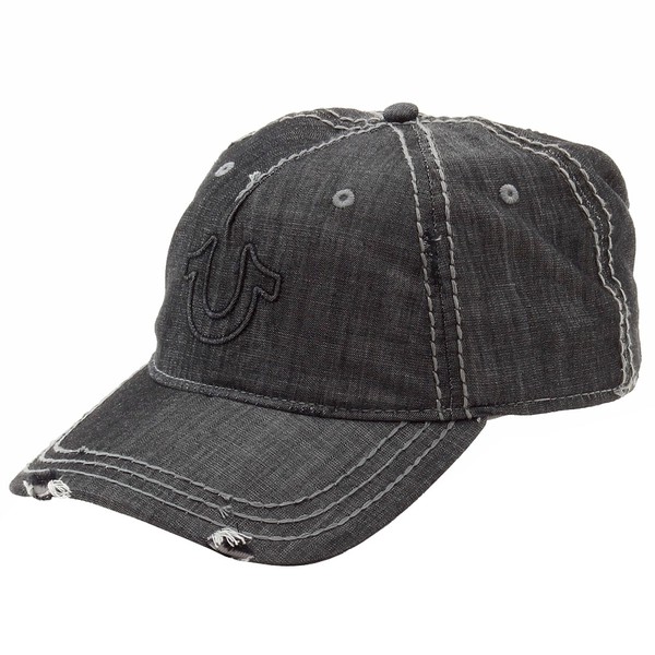  True Religion Men's Distressed Horseshoe Baseball Cap Hat (One Size Fits Most) 