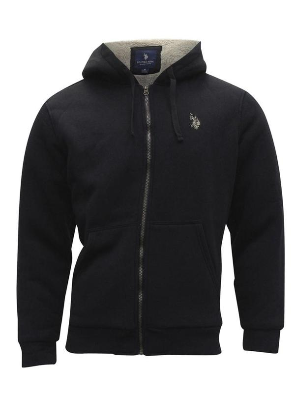  U.S. Polo Association Men's Sherpa Zip Front Hooded Sweatshirt 