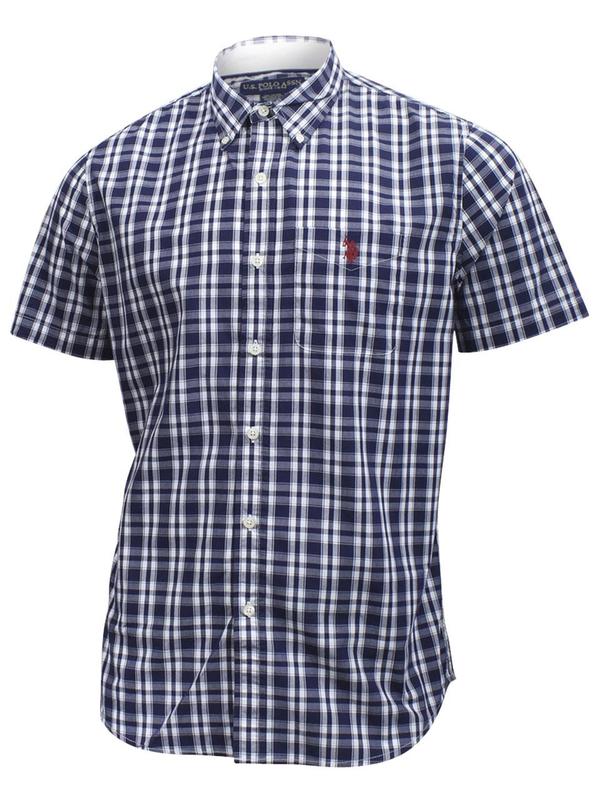  U.S. Polo Association Men's Short Sleeve Plaid/Check Button Down Shirt 