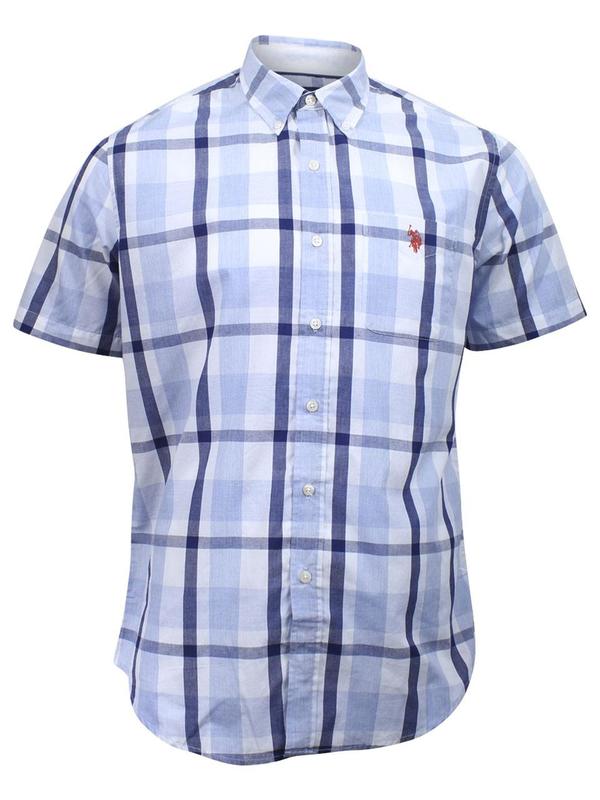  U.S. Polo Association Men's Short Sleeve Plaid Poplin Button Down Shirt 