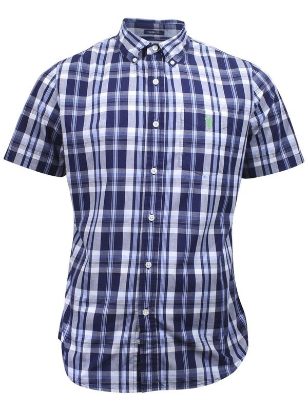  U.S. Polo Association Men's Short Sleeve Slim Fit Plaid Button Down Shirt 