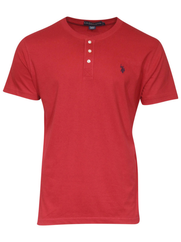  U.S. Polo Association Men's Solid Henley Shirt Short Sleeve 