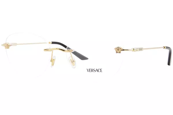  Versace VE1305 Eyeglasses Women's Rimless Round Shape 