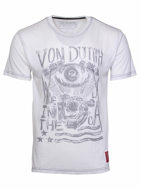  Von Dutch Men's Engine Flag Crew Neck Short Sleeve T-Shirt 