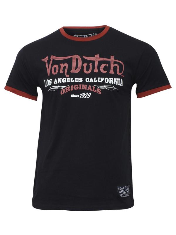  Von Dutch Men's Originals Crew Neck Short Sleeve Ringer T-Shirt 