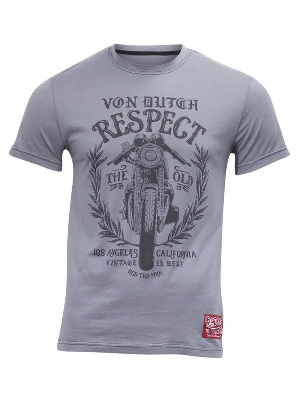  Von Dutch Men's Respect Motorcycle Crew Neck Short Sleeve T-Shirt 