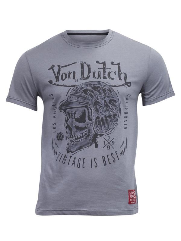  Von Dutch Men's Vintage Skull Crew Neck Short Sleeve T-Shirt 