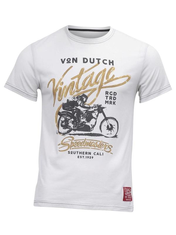  Von Dutch Men's Vintage Speedmasters Crew Neck Short Sleeve T-Shirt 