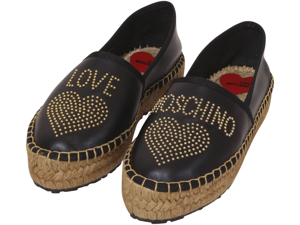 Tegenslag slijtage magnifiek Love Moschino Women's Leather Espadrilles Platform Shoes Heart Logo Black  Sz: 9 | JoyLot.com