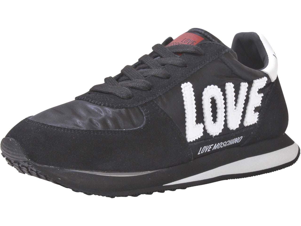 Love Moschino Women's Sneakers Low-Top Shoes Logo Patch Black/White Sz: 10