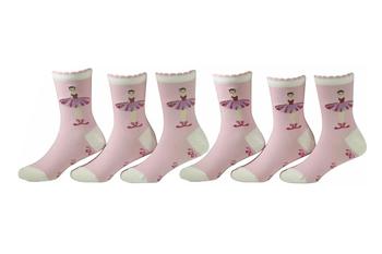 Country Kids Girl's 6-Pairs Ballerina Crew Socks