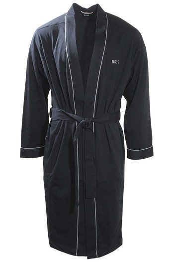 Hugo Boss Men's Kimono-BM Robe Cotton Logo Dressing Gown