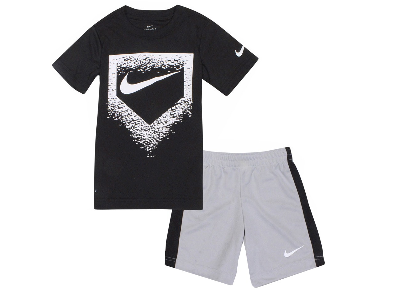 Nike Swoosh Home Plate T-Shirt & Shorts Set Little Boy's 2-Piece Dri ...