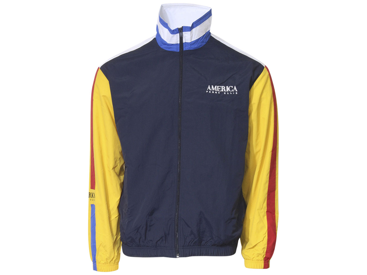 Perry Ellis America Men's Track Jacket Back Logo Windbreaker Sapphire ...