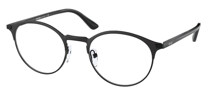 Prada PR-58YV 07F1O1 Eyeglasses Men's Black Full Rim Round Shape 48-20 ...