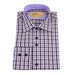 Brio Milano Men's Stitched Collar Plaid Button Up Dress Shirt