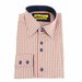 Brio Milano Men's Stitched Collar Small Plaid Button Up Dress Shirt