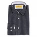 Brio Milano Men's Stitched Collar Stripe Button Up Dress Shirt