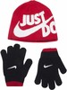 Nike Hat & Gloves Set Big Boy's 2-Piece Reversible Striped/Solid - University Red/Black