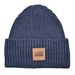 Ugg Women's Chunky Rib Knit Beanie Hat Leather Logo - Navy-NVY