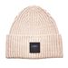 Ugg Women's Chunky Rib Knit Beanie Hat Leather Logo - Putty-PUTT