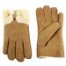 Ugg Women's Classic Bow Shorty Winter Fur Lined Gloves - Chestnut