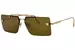 Versace VE2245 Sunglasses Women's Rectangle Shape Rimless Style - Gold/Dark Brown-100273