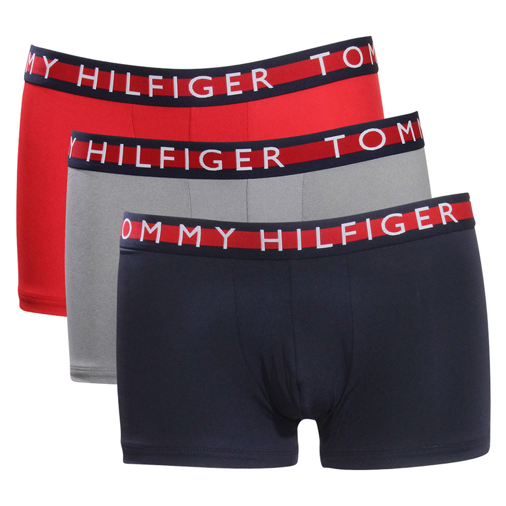 Tommy Hilfiger Men's Micro Rib Underwear 3-Pack Stretch Trunks Mahogany Sz.  L
