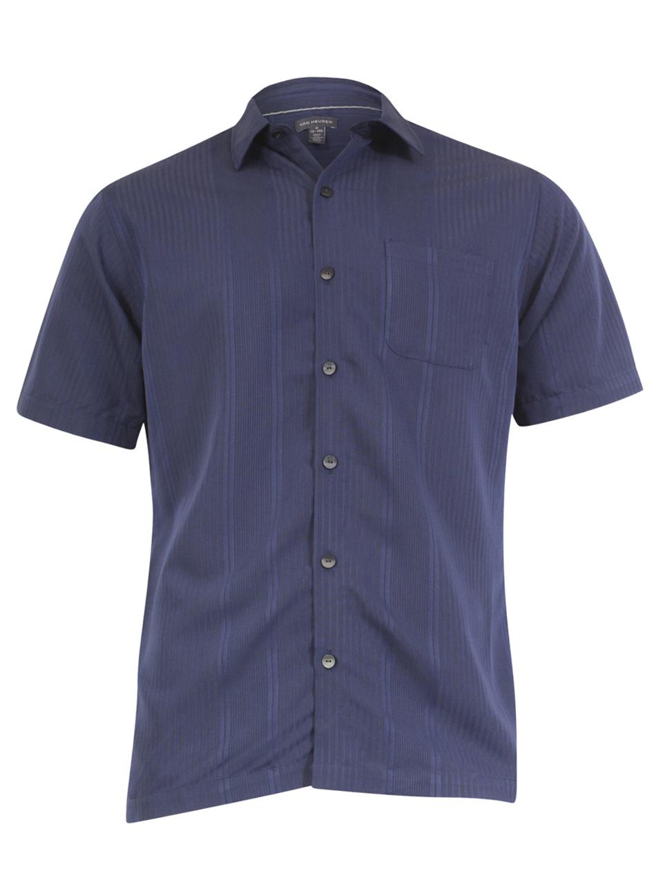 Van Heusen Men's Air Blue Faded Cadet Short Sleeve Button Down Shirt Sz ...