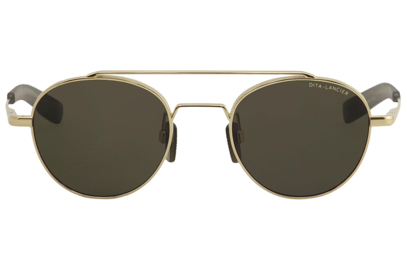 Dita Lancier Men's DLS103 DLS/103 02 White Gold Round Sunglasses 50mm ...