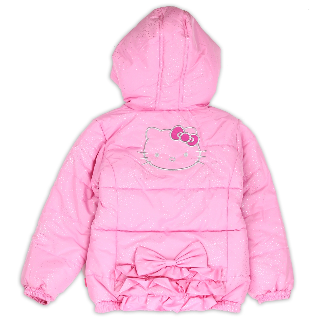 Hello Kitty Toddler Girl's Shimmer Puffer Hooded Winter Jacket | JoyLot.com