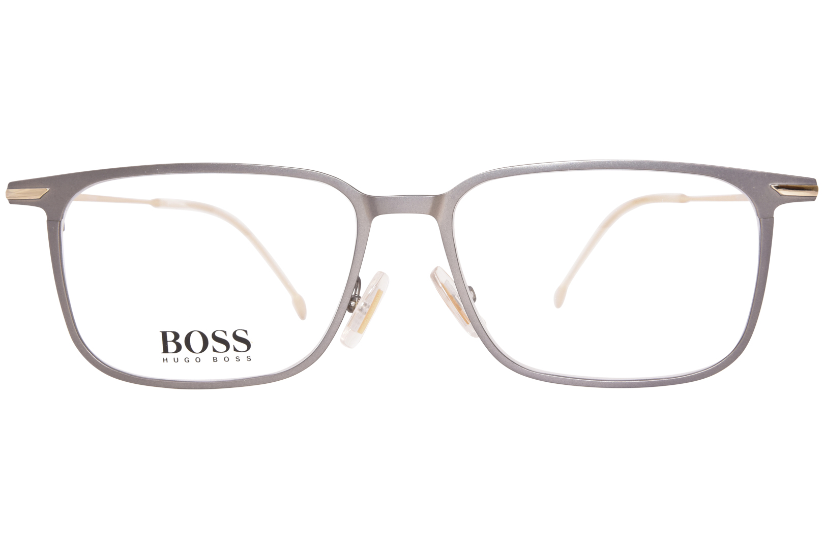 Boss By Hugo Boss Gold Full‑Rim Unisex Rectangular Metal Eyeglasses