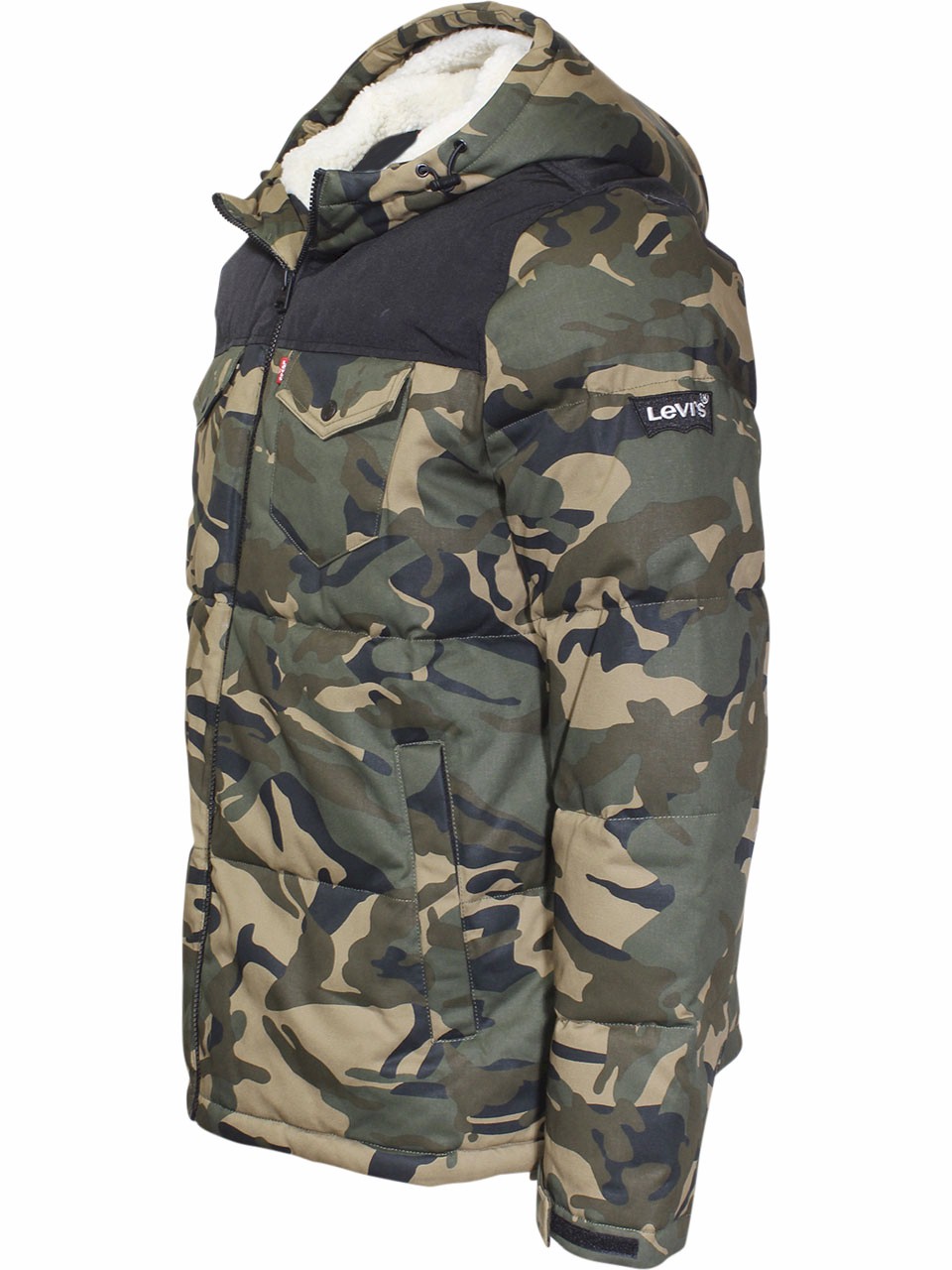 Levi's Water Resistant Puffer Jacket Camouflage Men's Levis Zip Front Sz: M  