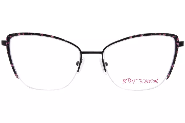  Betsey Johnson Muse Eyeglasses Women's Semi Rim Cat Eye 