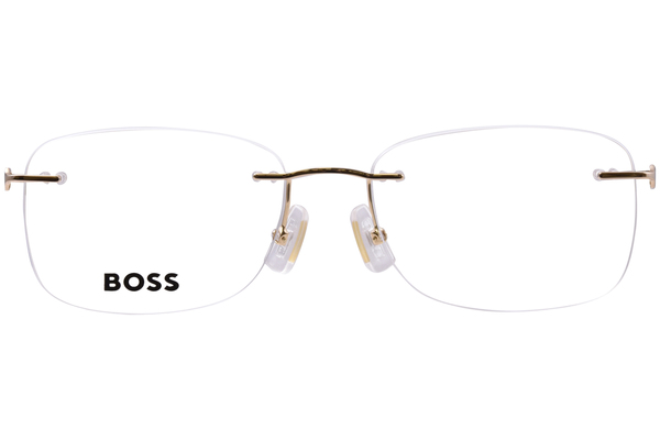  Hugo Boss 1424 Titanium Eyeglasses Men's Rimless Rectangle Shape 